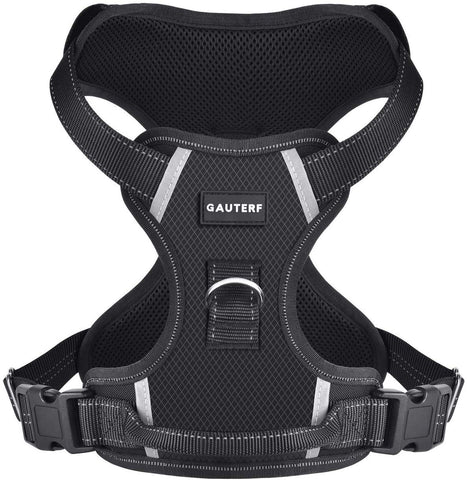 GAUTERF Dog Vest Harness Adjustable Reflective Breathable Oxford Soft with Front & Back 2 Leash Attachments and Easy Control Handle Vest Outdoor Harness fit Medium Large Dogs