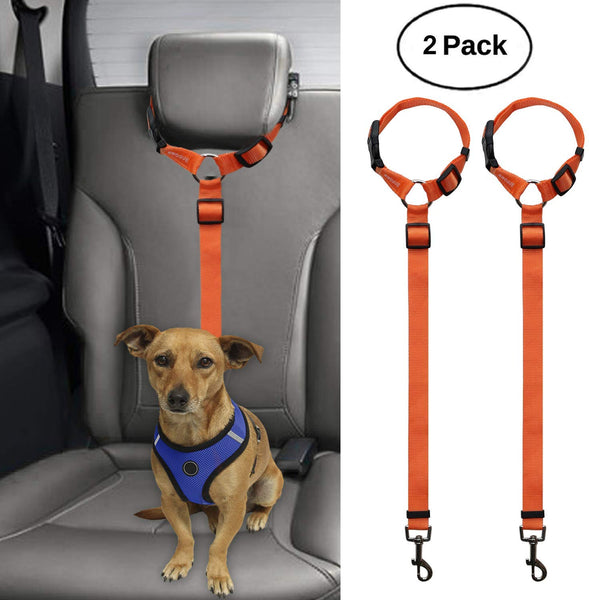 BWOGUE 2 Packs Dog Cat Safety Seat Belt Strap Car Headrest Restraint Adjustable Nylon Fabric Dog Restraints Vehicle Seatbelts Harness