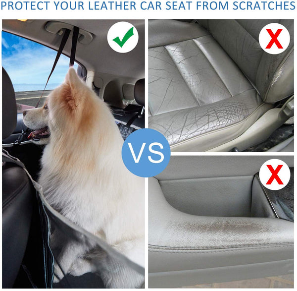 EPICKA Dog Car Back Seat Cover 100% Waterproof for Pets Hammock Durable Washable Scratchproof Nonslip with Mesh Window Universal Size Fit Cars Trucks and SUVs Pet Seat Belt Leash Included