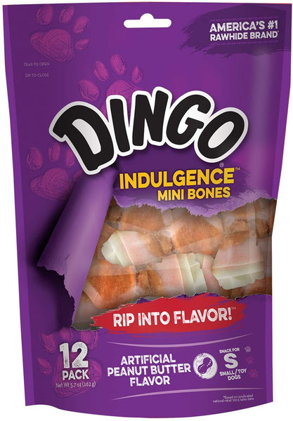 Dingo Mini Bones, Rawhide Chews for Dogs, Non-China Rawhides, Made with Real Chicken