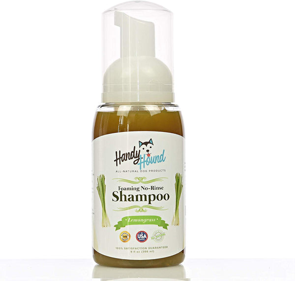 Handy Hound Foaming No Rinse Shampoo for Dogs or Cats | All-Natural Dry Waterless Pet Shampoo to Safely Remove Pet Odors | 9oz\/266ml, Made in USA.