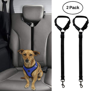 BWOGUE 2 Packs Dog Cat Safety Seat Belt Strap Car Headrest Restraint Adjustable Nylon Fabric Dog Restraints Vehicle Seatbelts Harness