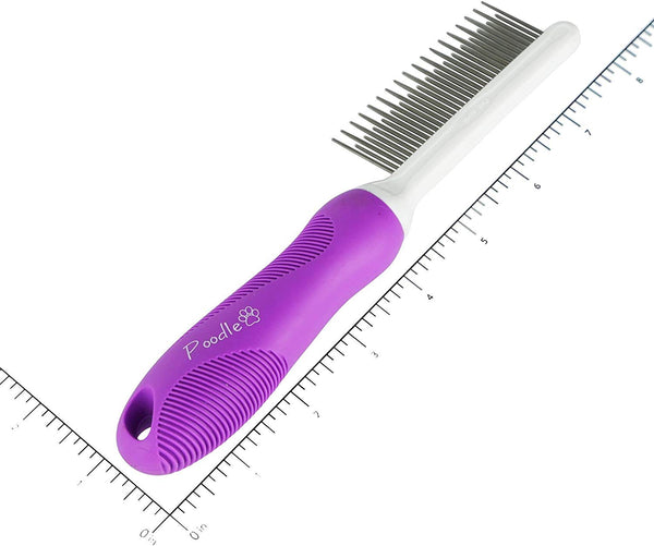 Detangling Pet Comb with Long & Short Stainless Steel Teeth for Removing Matted Fur, Knots & Tangles – Detangler Tool Accessories for Safe & Gentle DIY Dog & Cat Grooming (Grooming Comb)