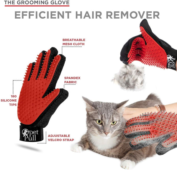 Complete Professional Pet Grooming Kit | Self Cleaning Slicker Brush for Dogs & Cats | Pro Grooming Brush Effectively Reduces Shedding Fur | Pet Hair Remover Brush Gloves | Combo Gift Set