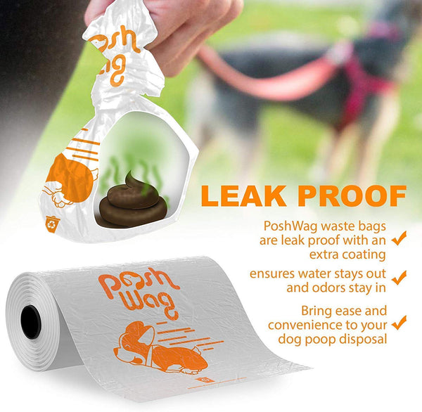 PoshWag Dog Poop Bags [360 Count] with Free Dispenser and Leash Clip - Best Pet Waste Poop Bag Refill [20 Rolls]