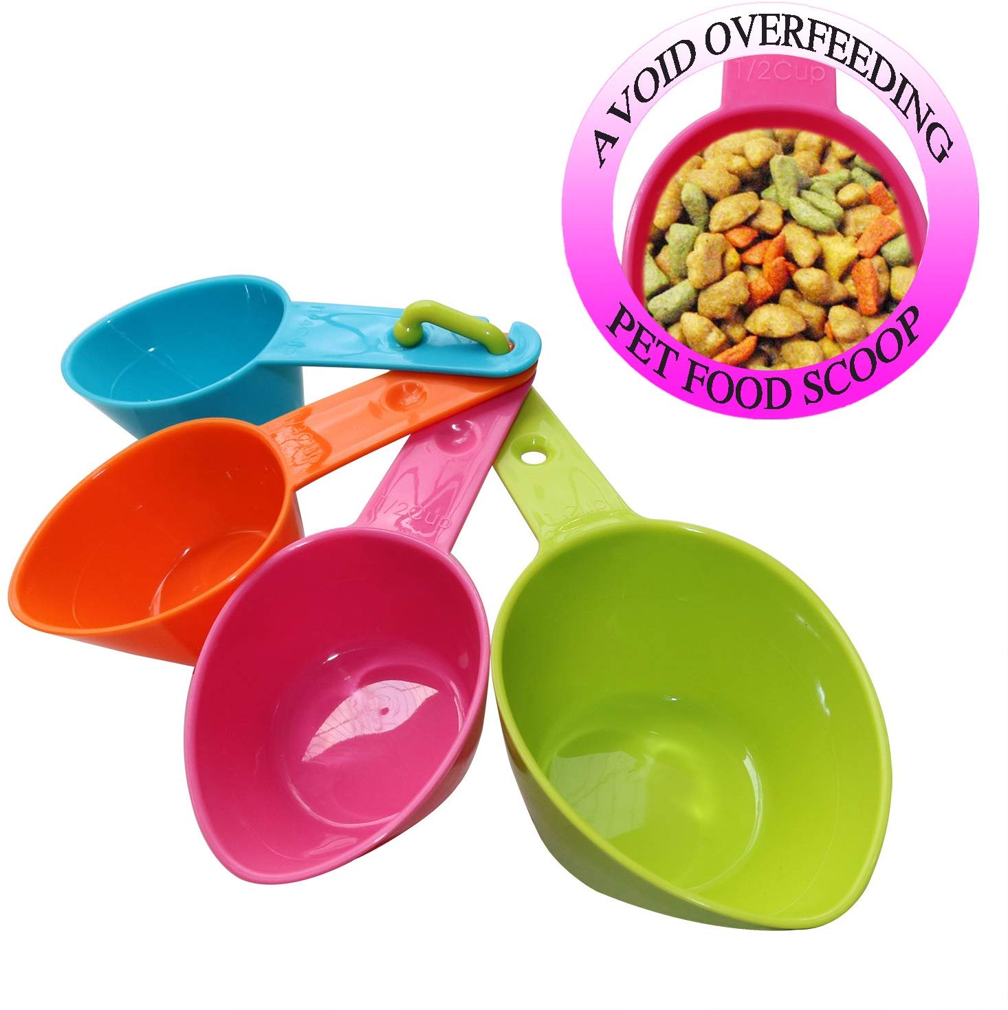 RYPET Pet Food Scoop - Measuring Cups Spoons Set Plastic Dog, Cat Bird Food (Random Color)