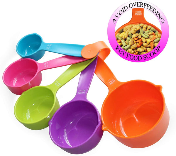 RYPET Pet Food Scoop - Measuring Cups Spoons Set Plastic Dog, Cat Bird Food (Random Color)