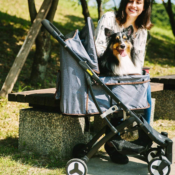 ibiyaya Light Weight Dog Strollers for Medium, Small Dogs and Cats | Smart Design Folds Down to a Large Hand Bag Size | Folding Puppy & Kitten Carrier Perfect for Pet Travel