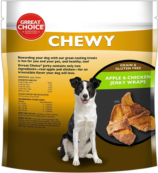 Grreat Choice Chewy Grain & Gluten Free & Apple & Chicken Jerky Wraps