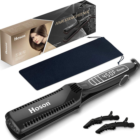 Professional Ceramic Tourmaline Hair Straightener, 1.75 Inch Flat Iron for Hair, Travel Straightening Iron Dual Voltage