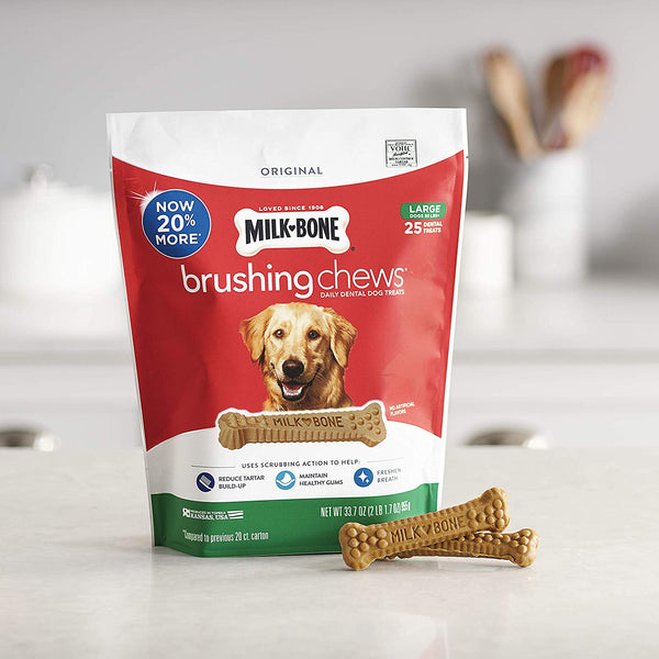 Milk-Bone Original Brushing Chews Daily Dental Dog Treats, Reduce Tartar Build-up, Maintain Healthy Gums