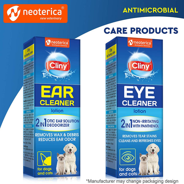 Cliny Universal Dogs & Cats Ear Cleaner Solution - Otic Ear Infection Treatment - Effective against Mite, Yeast, Fungus & Natural Odor Control Lotion