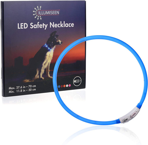 Illumiseen LED Dog Necklace Collar - USB Rechargeable Loop - Available in 6 Colors - Makes Your Dog Visible, Safe & Seen