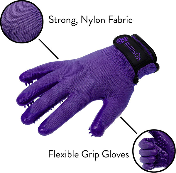 Handson Pet Grooming Gloves - #1 Ranked, Award Winning Shedding, Bathing, Hair Remover Gloves for Cats, Dogs, and Horses (2 Pairs, Same Color)