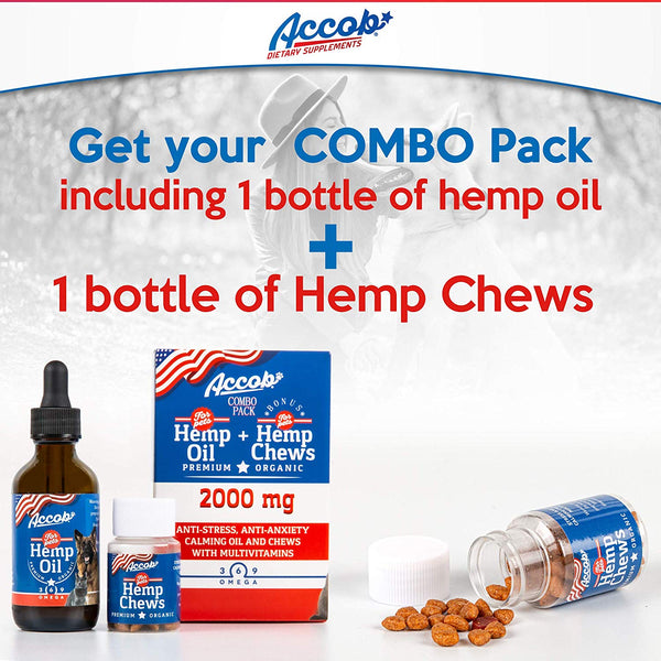 Accob - Hemp Oil for Dogs and Cats - 2000 MG - Separation Anxiety, Hip Joint Pain, Stress Relief, Arthritis,Seizures, Chronic Pains,Anti-Inflammatory - Omega 3,6 & 9 - Pure Organic- Calming Drops