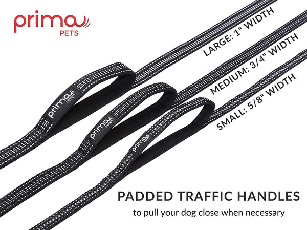 Reflective Dog Leash with Soft and Thick Padded Double Handles, Premium Heavy Duty Nylon Leash with Thick Neoprene Ergonomic Dual Handles for Ultimate Control Safety Training Durable Traffic Handle- 2 Handles - Available in 4 feet or 6 feet