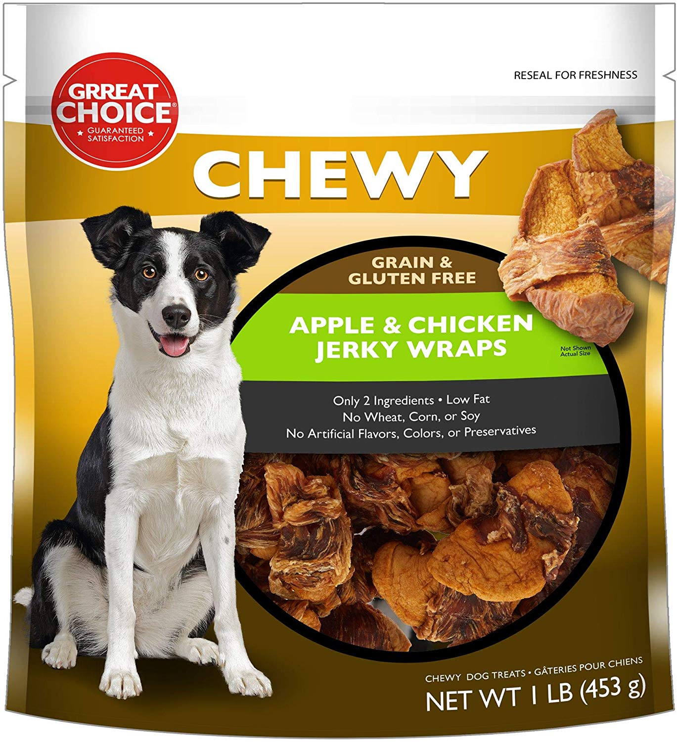 Grreat Choice Chewy Grain & Gluten Free & Apple & Chicken Jerky Wraps