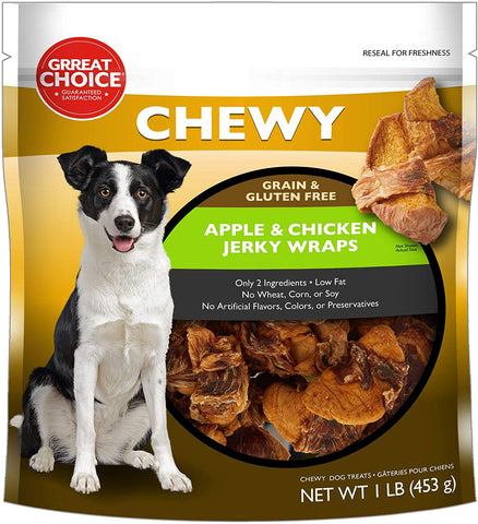 Grreat Choice Chewy Grain & Gluten Free & Apple & Chicken Jerky Wraps