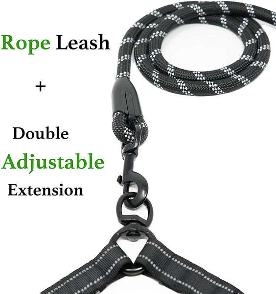 iYoShop Adjustable Dual Dog Leash, Double Dog Leash, 360 Swivel No Tangle Double Dog Walking Training Leash for Two Dogs, Black, Medium Large