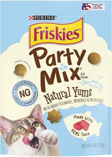 Purina Friskies Party Mix Naturals Adult Cat Treats - (6) 6 oz. Pouches