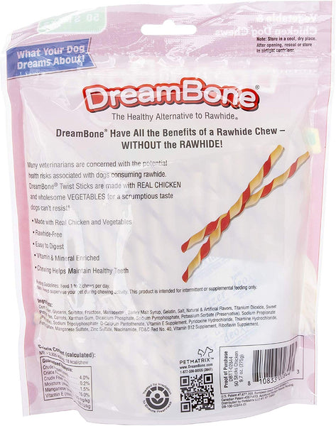 DreamBone Twist Sticks, Rawhide-Free Chews for Dogs, with Real Chicken