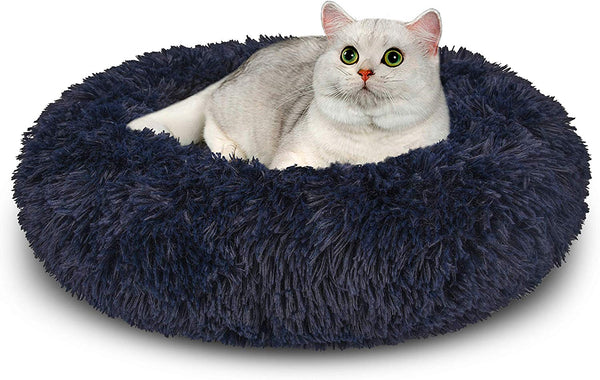 AIPERRO Pet Bed for Small Dogs and Cats Donut Cuddler Fur Round Dog Bed Soft Plush Fluffy Indoor Cat Bed, Anti Slip Bottom, 20\/23\/30 Inch for Puppy and Kitties