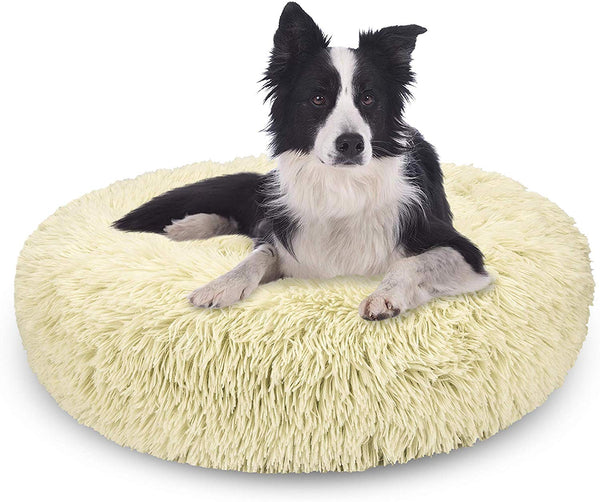 AIPERRO Pet Bed for Small Dogs and Cats Donut Cuddler Fur Round Dog Bed Soft Plush Fluffy Indoor Cat Bed, Anti Slip Bottom, 20\/23\/30 Inch for Puppy and Kitties