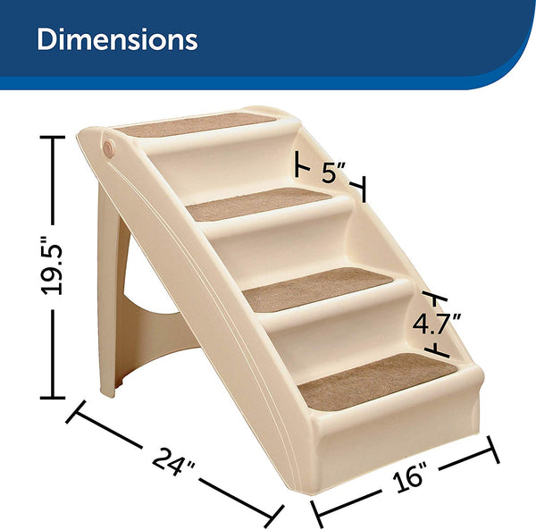 PetSafe Solvit PupSTEP Plus Pet Stairs, Foldable Steps for Dogs and Cats, for Small, Medium, Large, X-Large Pets