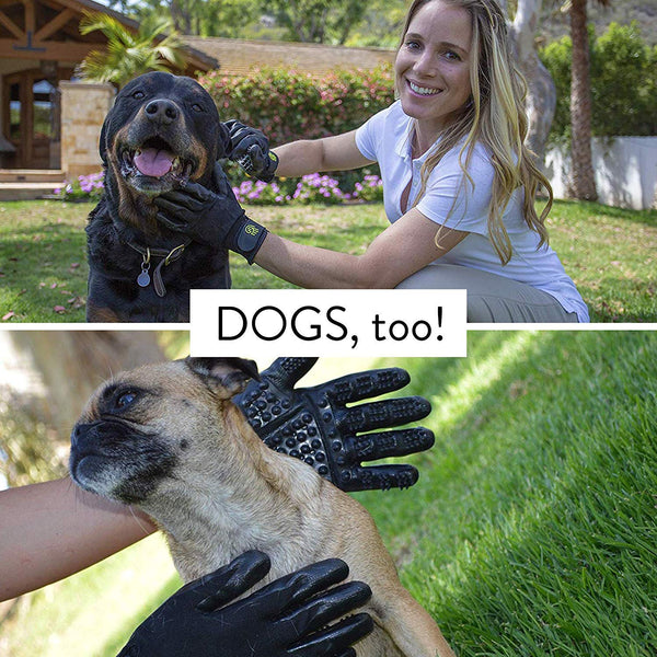 Handson Pet Grooming Gloves - #1 Ranked, Award Winning Shedding, Bathing, Hair Remover Gloves for Cats, Dogs, and Horses (2 Pairs, Same Color)
