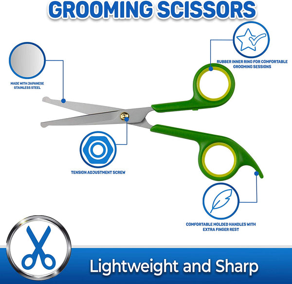 Pet Grooming Scissors (Pack of 2) Made of Japanese Stainless Steel, Lightweight, Strong and Durable.