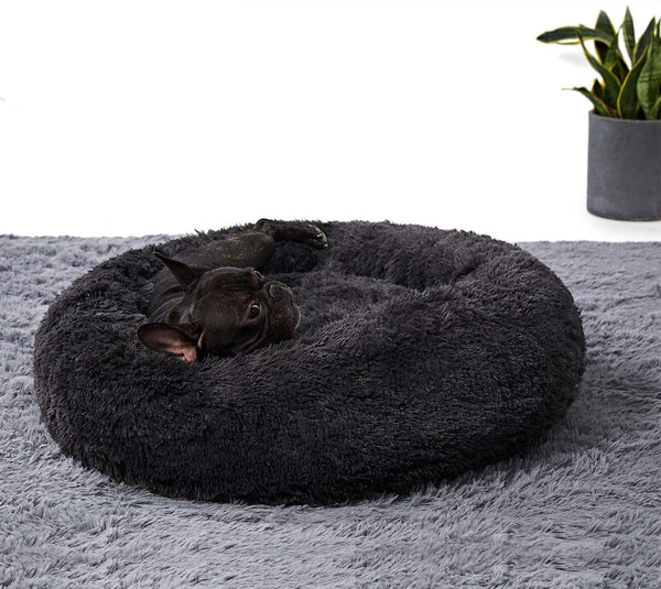 ANWA Medium Washable Dog Round Bed, Dog Donut Bed Small Dog, Plush Dog Calming Bed