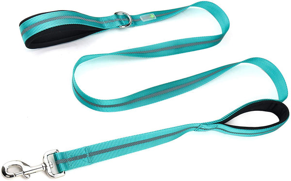 DCbark Dual Handle Lead, Double Padded Traffic Handle Dog Leash, Reflective Leash with 2 Comfortable Handles