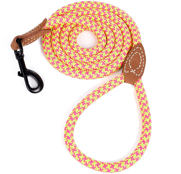 Mile High Life Leather Tailor Reinforce Handle Mountain Climbing Dog Rope Leash with Heavy Duty Metal Sturdy Clasp (4\/5\/6 FEET)