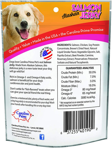 Carolina Prime Pet 40192 Salmon Jerky Treat for Dogs (1 Pouch), One Size