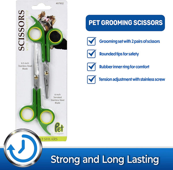 Pet Grooming Scissors (Pack of 2) Made of Japanese Stainless Steel, Lightweight, Strong and Durable.