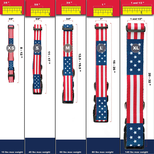 American Flag Dog Collar in 5 Different Sizes