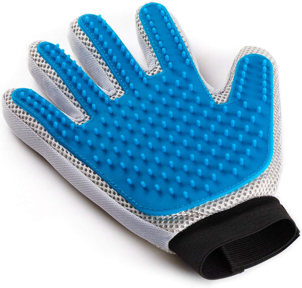 Pet Grooming Glove - Enhanced Five Finger Design - for Cats, Dogs and Horses - Long & Short Fur - Gentle De-Shedding Brush - Your Pet Will Love It