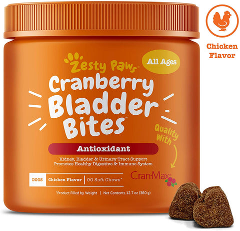 Zesty Paws Cranberry for Dogs - UT Incontinence Support + Immune Health Dog Antioxidant - Urinary Tract UTI & Kidney + Bladder Support - D-Mannose + Organic Marshmallow & Licorice