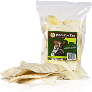 Pet Magasin Rawhide Alternative Natural Jumbo Cow Ears 12-Pack Dog Treats Super Chew Long-Lasting FDA & USDA Approved