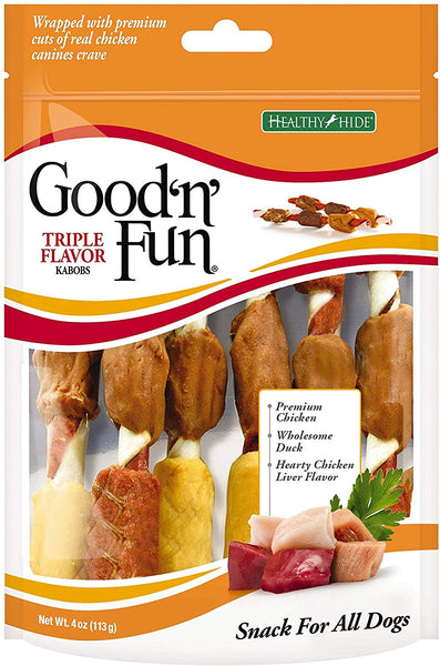 Good'N'Fun Triple Flavored Rawhide Kabobs for Dogs