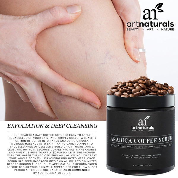 Crema Anti-Celulitis Y Anti-Estrias a Base De Cafe Organico Natural - Bote De 8.8 Onzas