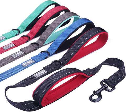 Vivaglory Dog Leash Traffic Padded Two Handles, Heavy Duty Reflective Leashes for Control Safety Training, Walking Lead for Small to Large Dogs