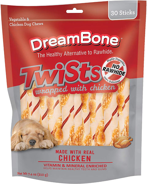 DreamBone Twist Sticks, Rawhide-Free Chews for Dogs, with Real Chicken