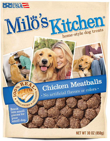 Milos Kitchen Chicken Meatballs Dog Treat, 30 oz