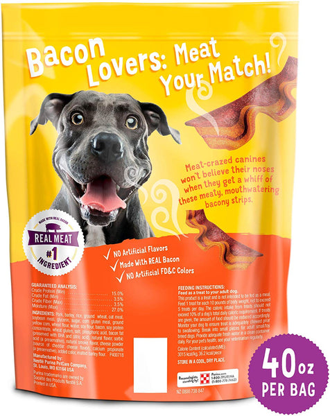 PURINA Beggin' 17661 Strips Made in USA Facilities Dog Training Treats, Bacon & Cheese Flavors, 40 oz. Pouch