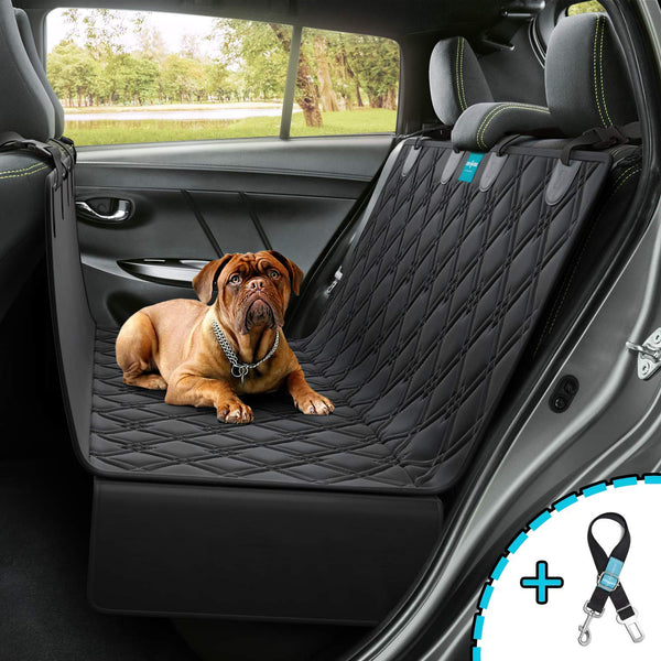 Dog Backseat Hammock Seat Cover Dog car Back seat Cover Waterproof Nonslip Rubber Backing Protector Washable Durable Luxury Material Great for Trucks Cars SUV pet seat Belt Leash Included