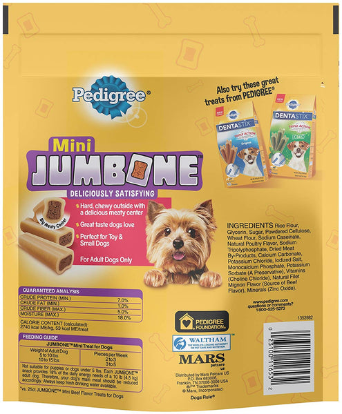 PEDIGREE JUMBONE Real Beef Flavor Mini Dog Treats - 21 Ounces (35 Treats)