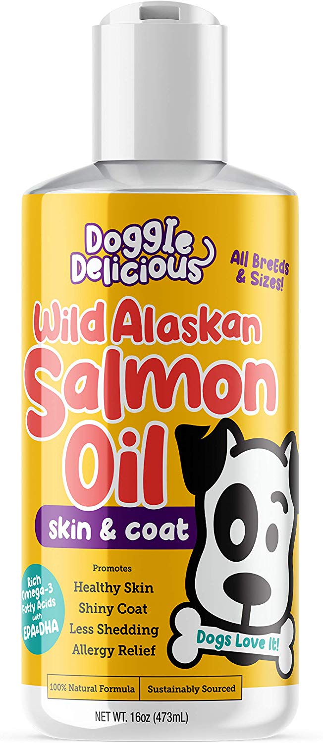 Pure Wild Alaskan Salmon Oil for Dogs - All Natural Omega 3 Fish Oil - Supports Healthy Skin, Shiny Coat, Less Shedding and Allergy Relief – 16 oz