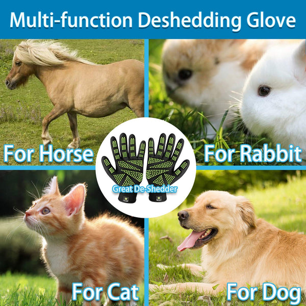 Bikien Pet Grooming Glove Hair Removal with Adjustable Wrist Strap for Cats Dogs Horse, 330 Silicone Tips Attached Efficient Hair Removal Mitts - 1 Pair