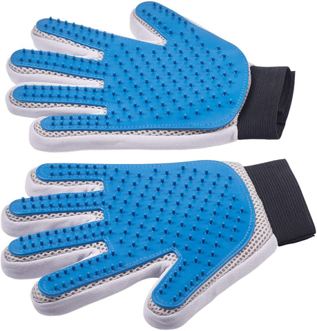 Pet Grooming Glove - Enhanced Five Finger Design - for Cats, Dogs and Horses - Long & Short Fur - Gentle De-Shedding Brush - Your Pet Will Love It